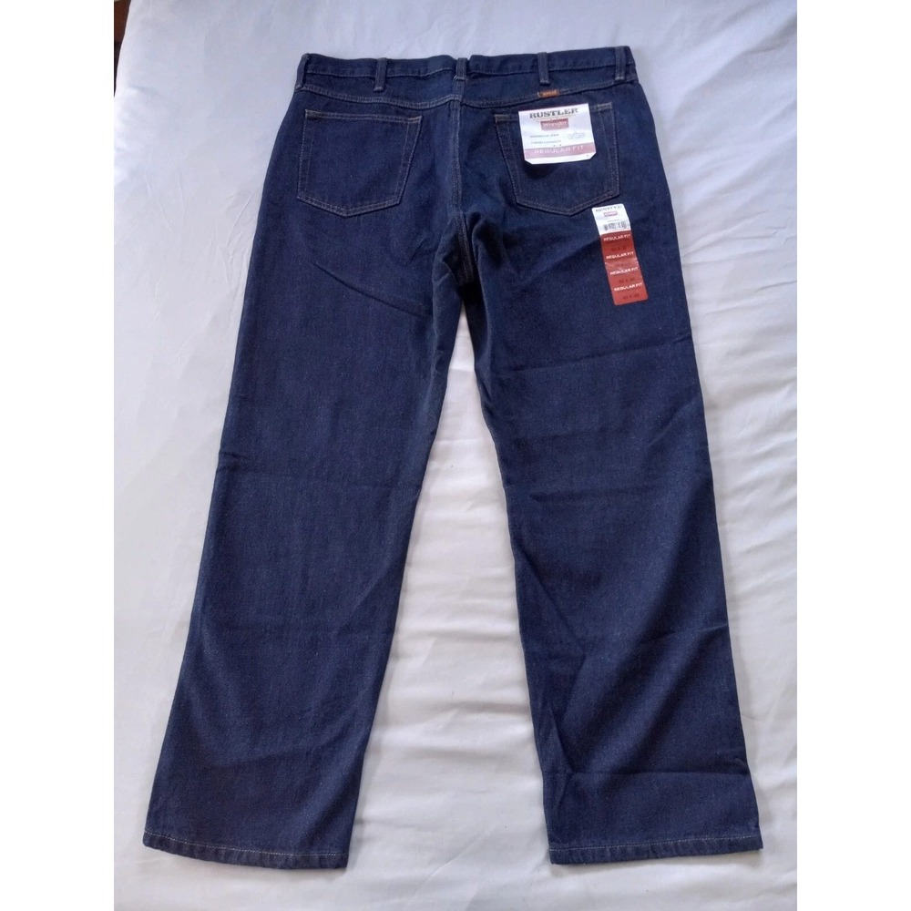 Rustler Wrangler Mens Regular Fit Straight Leg Heavyweight Denim Jeans 40x30